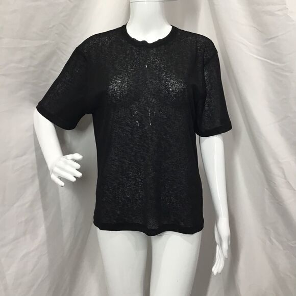 Topshop Black Plain Mesh T-Shirt C5 - Picture 1 of 7